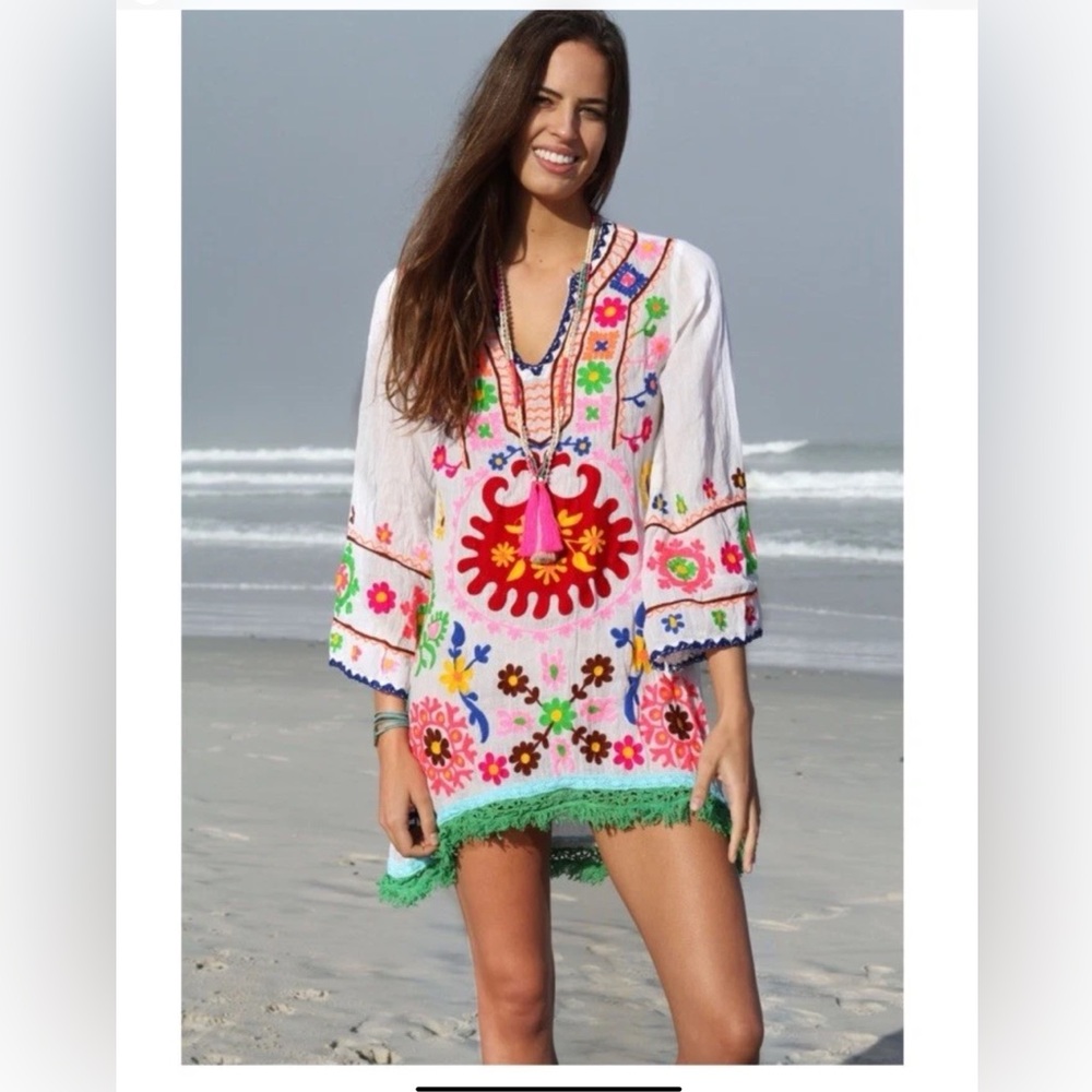 Ruby Yaya Boho Embroidered Dress SZ S